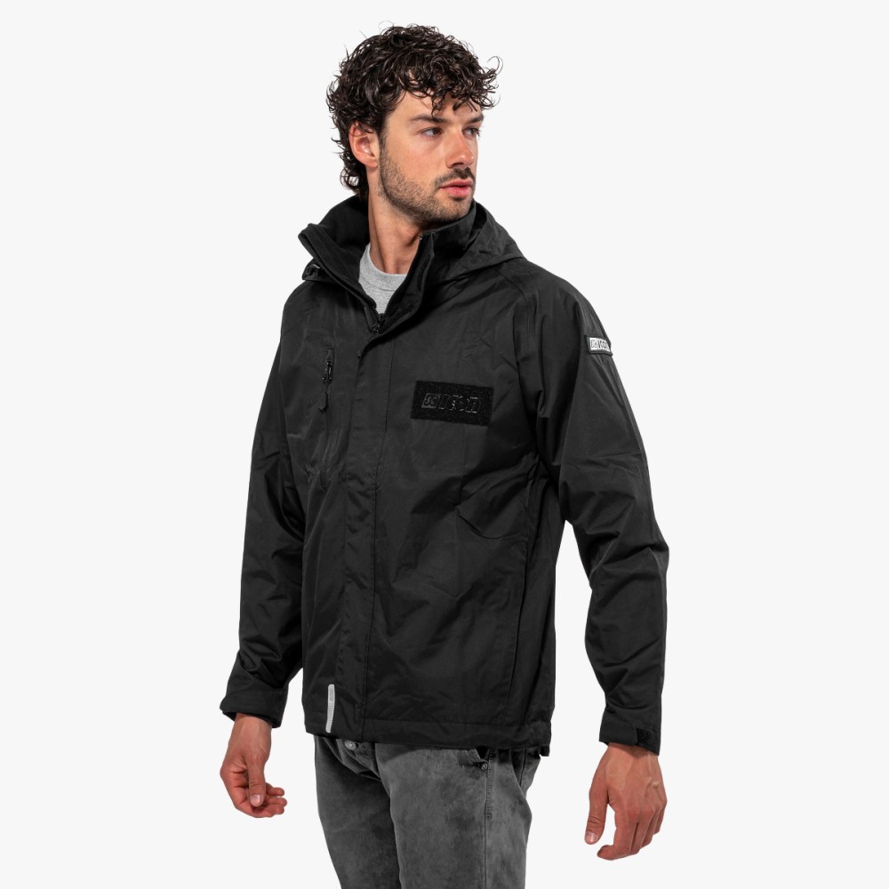 Veste anti pluie a capuche homme Noir