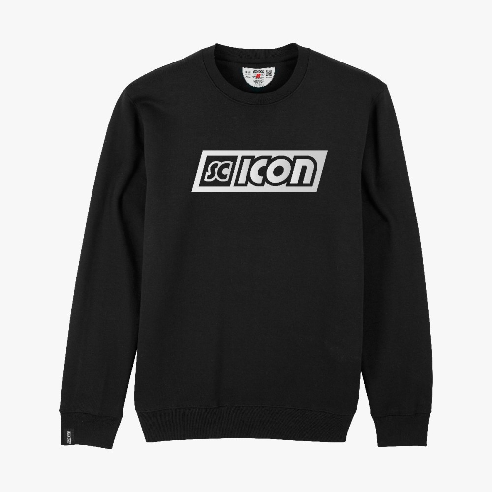 Scicon Sports | Crew Neck Sweater - Black - Reflective- Boxed - logo - SW52212