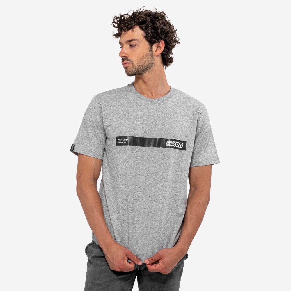 Scicon Sports | Stripe Logo Lifestyle Cotton T-shirt - Grey - TS61834