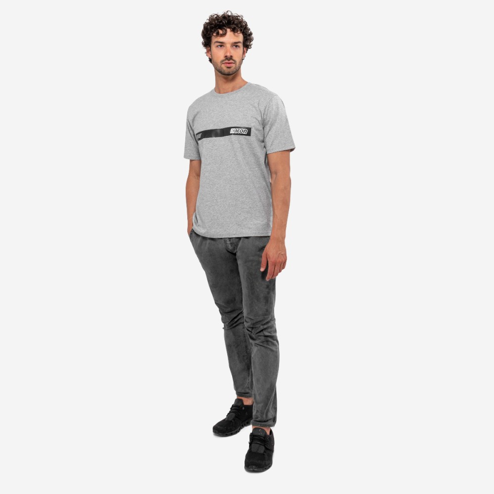 Scicon Sports | Stripe Logo Lifestyle Cotton T-shirt - Grey - TS61834