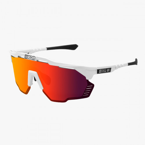Scicon Sports | Aeroshade Kunken Performance Sunglasses - White Gloss / Multimorror Red - EY31060800